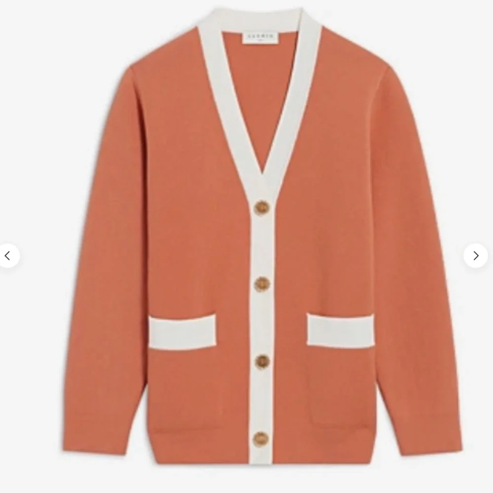 Sandro Women's Contrast Detail Cardigan in Brick-Red Size 2 (US 6) 21197 - Picture 2 of 4